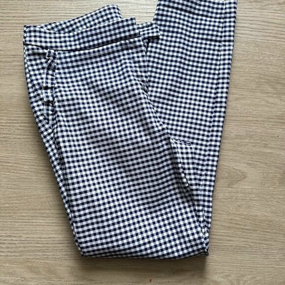 Cynthia Rowley Navy Blue & White Check Pants Size 10 - Picture 1 of 3